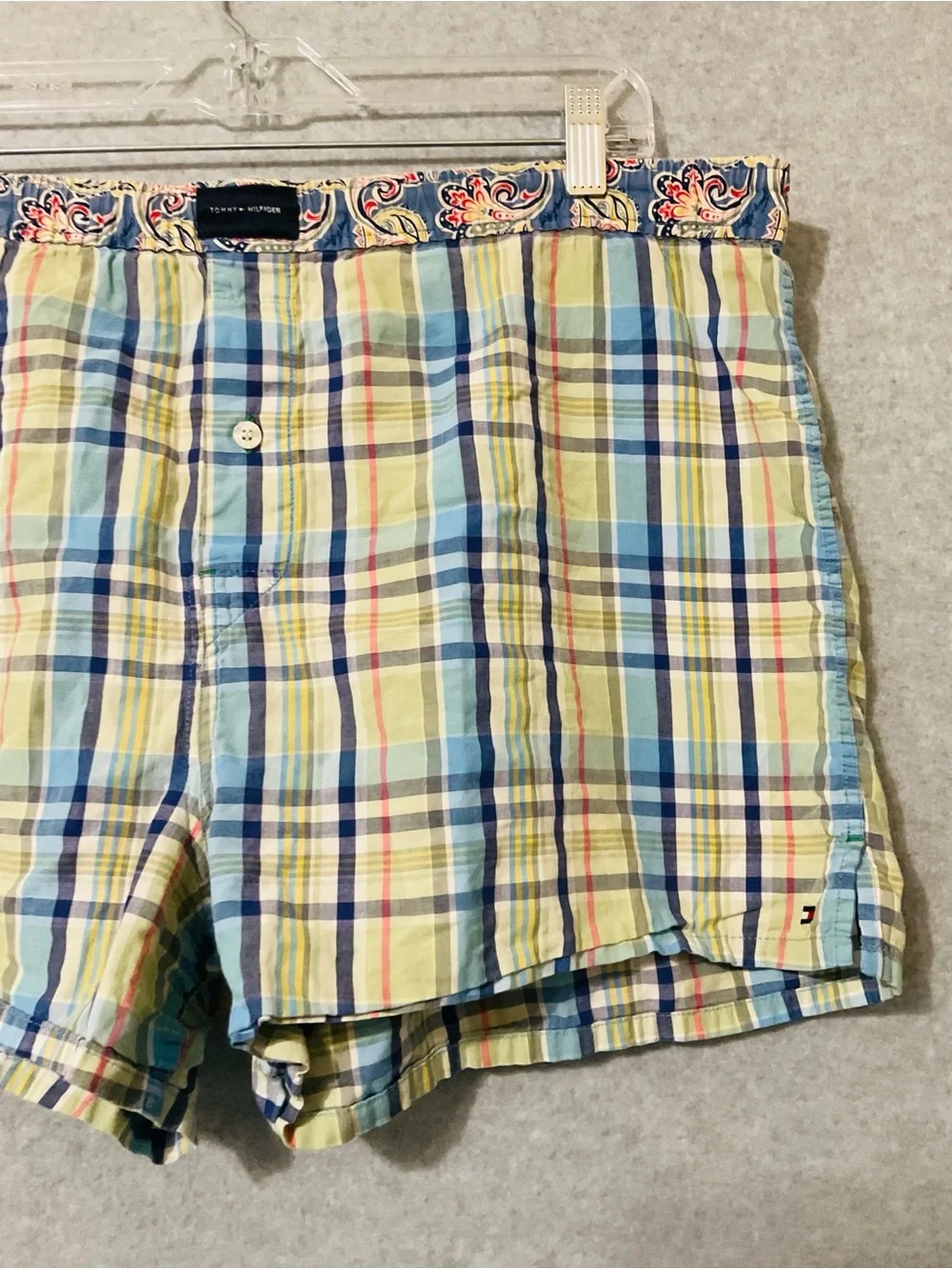 Tommy Hilfiger Green and Blue Plaid Men’s Boxers Sz M